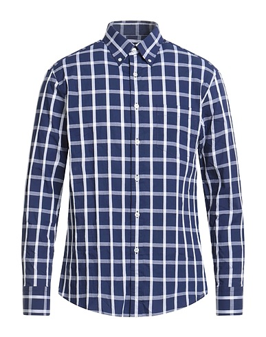 DUNHILL Checked shirt Midnight blue 100% Cotton