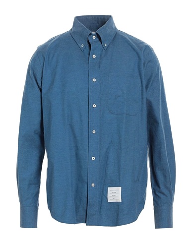THOM BROWNE Solid colour shirt Slate blue 100% Cotton