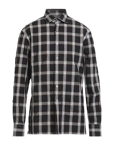 DUNHILL Checked shirt Black 51% Cotton, 49% Tencel™