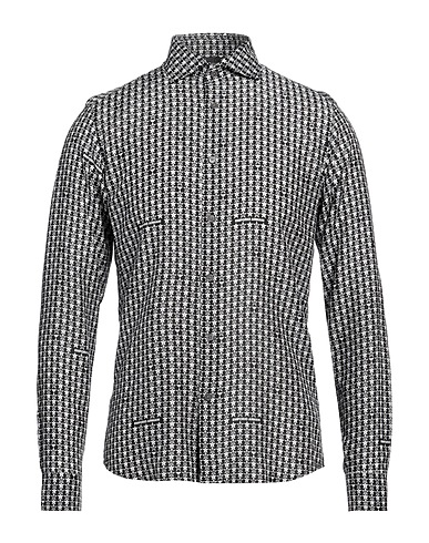 EMPORIO ARMANI Patterned shirt Black 74% Modal, 26% Silk