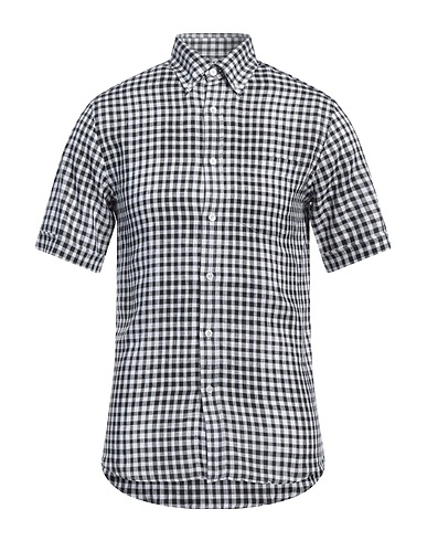 DUNHILL Checked shirt Black 100% Linen