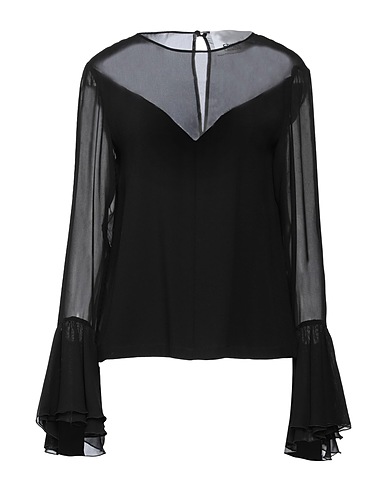 ERIKA CAVALLINI Top Black 100% Polyester, Viscose, Elastane