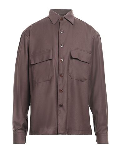 COSTUMEIN Solid color shirt Chocolate brown 100% Virgin Wool