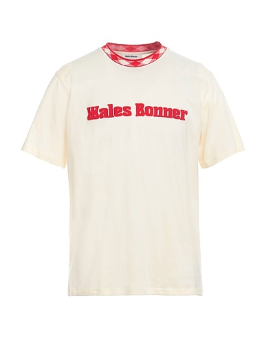 WALES BONNER T-shirt Ivory 100% Organic cotton, Polyester, Elastane