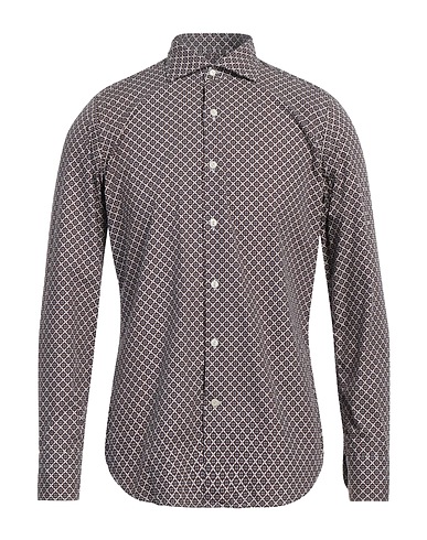 TINTORIA MATTEI 954 Camicia fantasia Marrone 100% Cotone