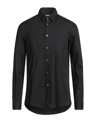GREY DANIELE ALESSANDRINI Chemise de couleur unie Noir 97% Coton, 3% Élasthanne