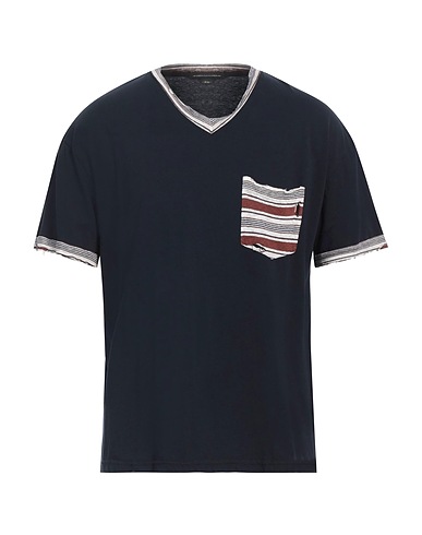 DANIELE ALESSANDRINI T-shirt Midnight blue 100% Cotton, Viscose, Linen