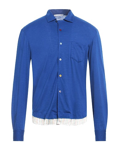GREY DANIELE ALESSANDRINI Camicia fantasia Blu 80% Poliestere, 15% Viscosa, 5% Elastan