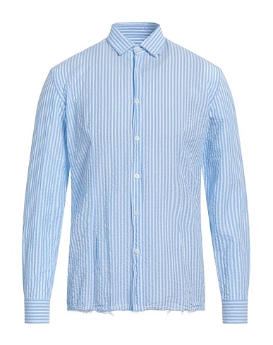 GREY DANIELE ALESSANDRINI Striped shirt Sky blue 100% Cotton