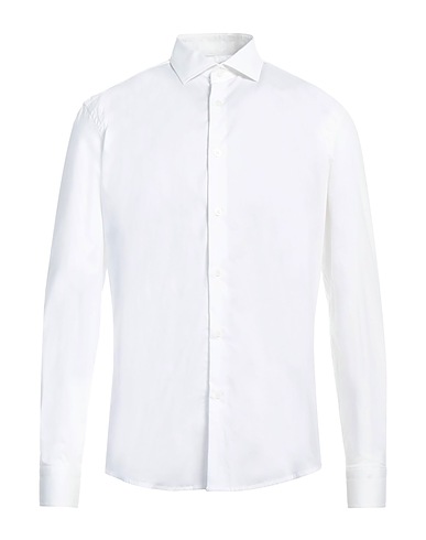 GREY DANIELE ALESSANDRINI Solid colour shirt White 97% Cotton, 3% Elastane