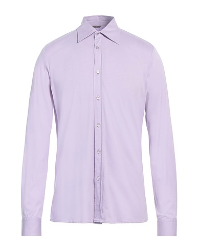 DANIELE ALESSANDRINI Solid color shirt Lilac 50% Polyester, 50% Cotton