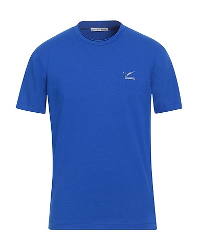 GREY DANIELE ALESSANDRINI Basic T-Shirt Bright blue 90% Cotton, 10% Elastane