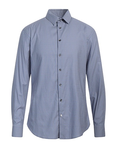 GIORGIO ARMANI Patterned shirt Navy blue 96% Cotton, 4% Elastane