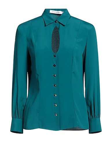 SIMONA CORSELLINI Camicie e bluse tinta unita Verde smeraldo 83% Acetato, 17% Seta
