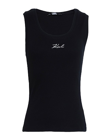 KARL LAGERFELD Top LOGO RIB TANK TOP
 Black 100% Organic cotton