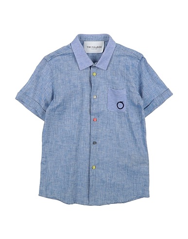 TRUSSARDI JUNIOR Solid color shirt Light blue 100% Cotton