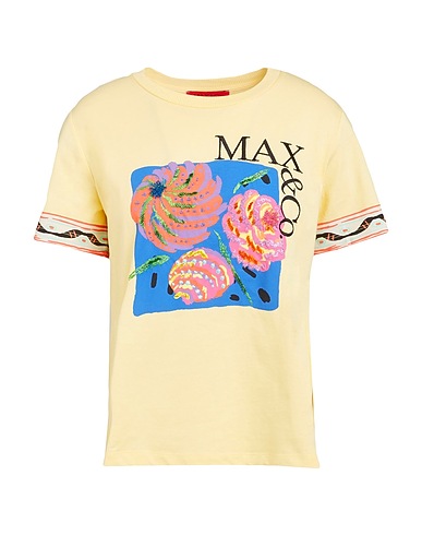 MAX&Co. T-shirt CALIBRI  Pastel yellow 100% Cotton