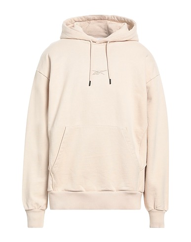 REEBOK Hooded track jacket  Beige 100% Cotton, Elastane