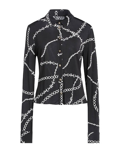 VERSACE JEANS COUTURE Patterned shirts & blouses Black 90% Viscose, 10% Elastane
