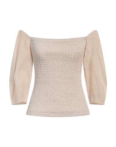 GABRIELA HEARST Off-the-shoulder top Beige 100% Linen, Silk, Elastane