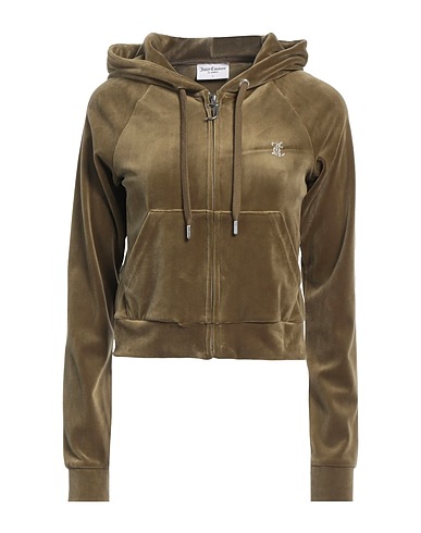 JUICY COUTURE Hooded track jacket  Military green 95% Polyester, 5% Elastane