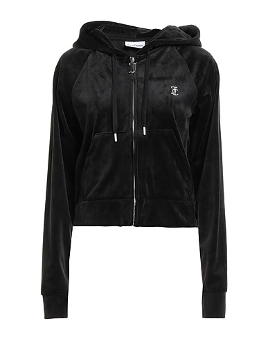 JUICY COUTURE Hooded track jacket  Black 95% Polyester, 5% Elastane