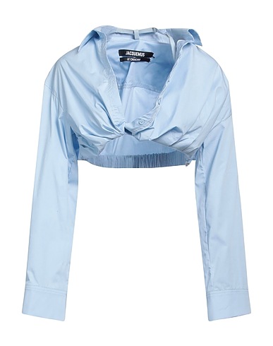 JACQUEMUS Solid color shirts & blouses Blue 96% Cotton, 4% Elastane