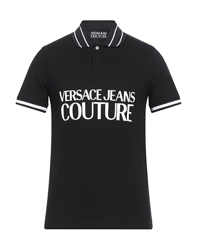 VERSACE JEANS COUTURE Polo Nero 100% Cotone, Poliammide, Poliestere