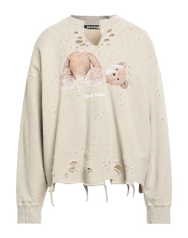 PALM ANGELS Sweatshirt Beige 100% Cotton, Elastane