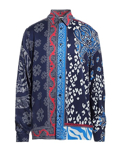 JUST CAVALLI Patterned shirt Navy blue 100% Viscose
