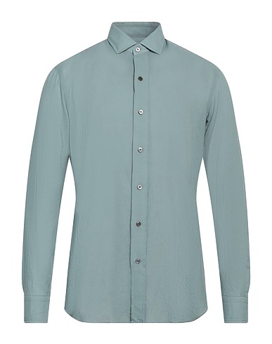 SALVATORE PICCOLO Solid color shirt Sage green 100% Cotton