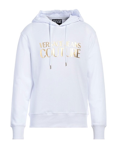 VERSACE JEANS COUTURE Hooded track jacket  White 100% Cotton, Elastane