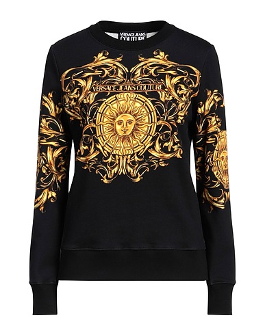 VERSACE JEANS COUTURE Felpa Nero 100% Cotone, Elastan