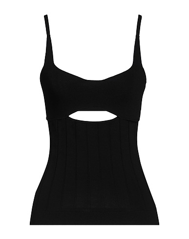 PATRIZIA PEPE トップス ブラック レーヨン 80% / ナイロン 20%
