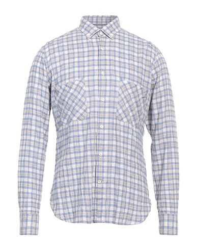 TINTORIA MATTEI 954 Checked shirt Sky blue 80% Cotton, 20% Wool