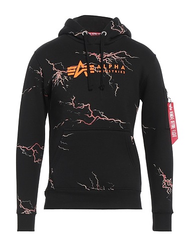 ALPHA INDUSTRIES Hooded track jacket  Black 80% Cotton, 20% Polyester