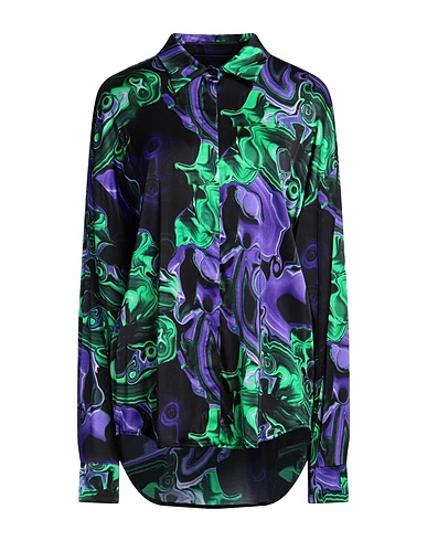 MSGM Patterned shirts & blouses Black 97% Viscose, 3% Elastane