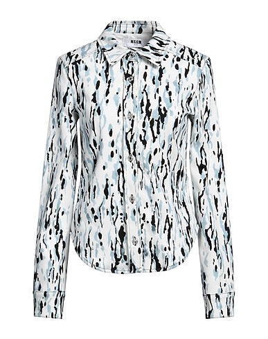 MSGM Denim shirt White 97% Cotton, 3% Elastane