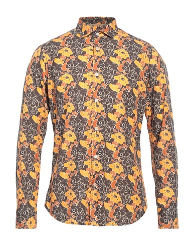 TINTORIA MATTEI 954 Patterned shirt Dark brown 100% Cotton