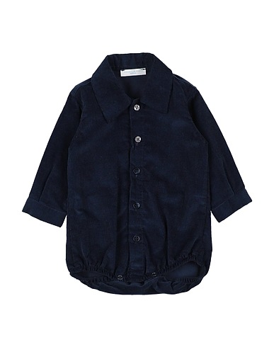 MANUELL & FRANK Solid colour shirt Midnight blue 80% Cotton, 20% Wool