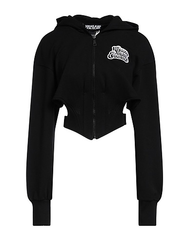 VERSACE JEANS COUTURE Hoodie Schwarz 100% Baumwolle, Elastan