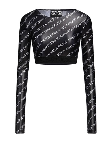 VERSACE JEANS COUTURE Crop top Black 80% Polyester, 20% Elastane