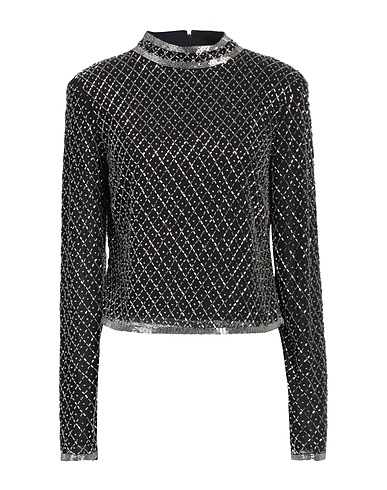 PATRIZIA PEPE Top Black 100% Polyester, Glass