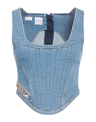 PINKO TOPWEAR DENIM Blue 99% Cotton, 1% Elastane