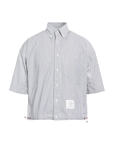 THOM BROWNE ストライプ柄シャツ 鉛色 コットン 100%