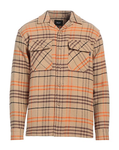 HUF Checked shirt Beige 100% Cotton