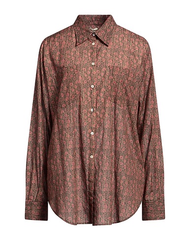 MASSIMO ALBA Floral shirts & blouses Military green 92% Cotton, 8% Cashmere