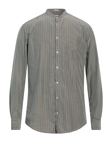 MASSIMO ALBA Checked shirt Sage green 63% Cotton, 37% Silk