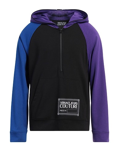 VERSACE JEANS COUTURE Hooded sweatshirt Black 70% Cotton, 30% Polyester