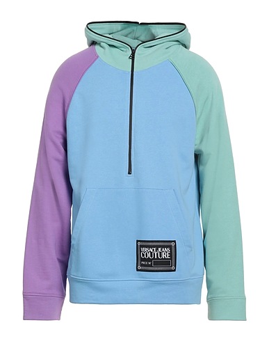 VERSACE JEANS COUTURE Hooded sweatshirt Light blue 70% Cotton, 30% Polyester